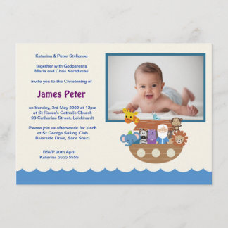 Noah's Ark Christening Invitations
