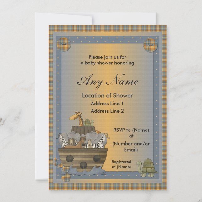 Noah's Ark Christian Baby Shower Invitations (Front)