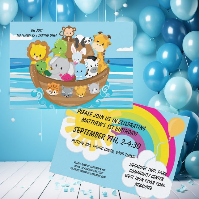 Noah's Ark Custom Birthday Kids Invitation (Creator Uploaded)