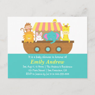 Noah's Ark, Cute Animals, Baby Shower Invitation