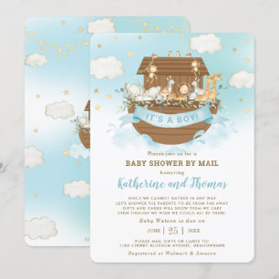 Noah's Ark Cute Animals Boy Baby Shower by Mail Invitation