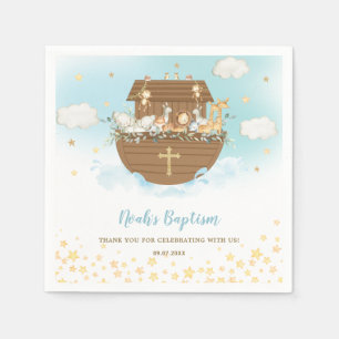 Noah's Ark Cute Animals Boy Baptism Christening Napkin