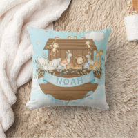 Noah's Ark Cute Animals Boy Nursery Sky Blue