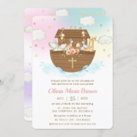 Noah's Ark Cute Animals Girl Baptism Christening 