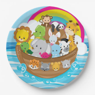 Noahs Ark Cute Animals Toddlers Fun Design Paper Plate