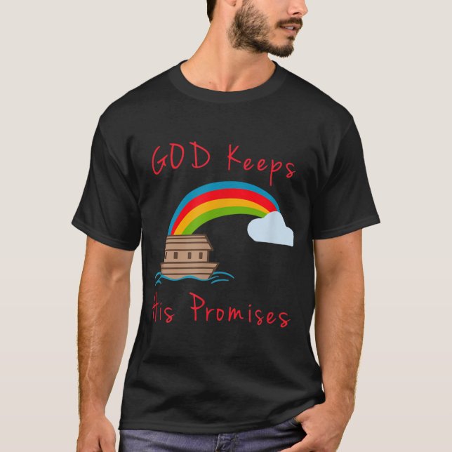 Noahs Ark God Keeps His Promises Cute Religious T-Shirt (Front)