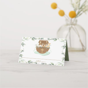 Noah's Ark Greenery Animals Baptism Christening Place Card