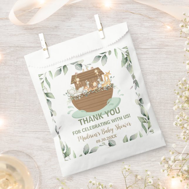 Noah's Ark Greenery Baby Shower Birthday Baptism Favour Bag (Clipped)