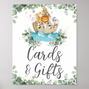 Noah's Ark Greenery Birthday Baby Cards and Gifts Poster