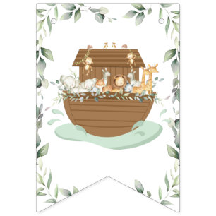 Noah's Ark Greenery Gender Neutral Baby Shower Bunting