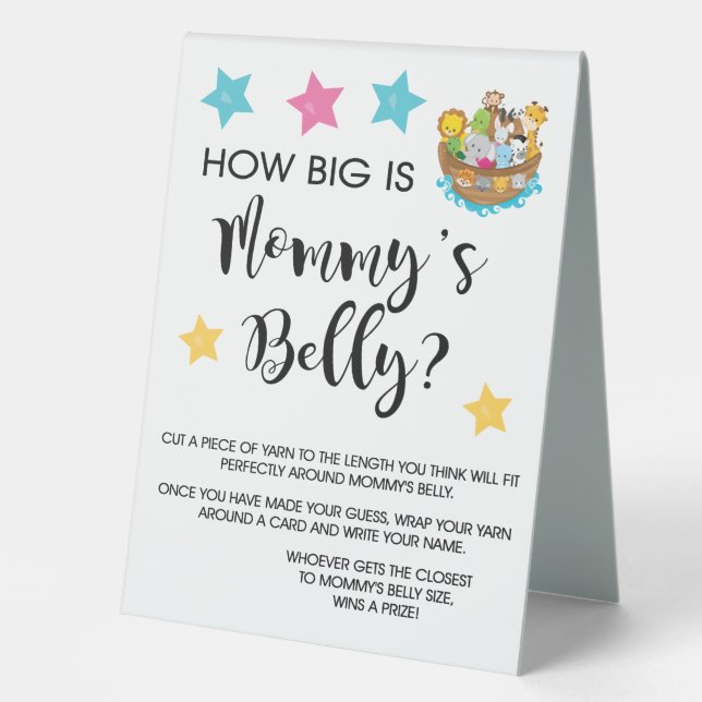Noah's Ark How Big is Mummy Belly Table Sign (Front)