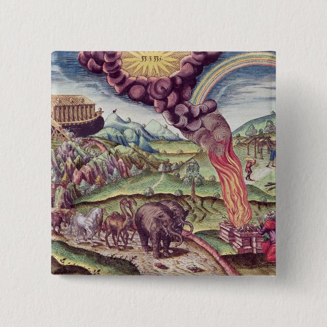 Noah's Ark, illustration from 'Brevis Narratio' 15 Cm Square Badge (Front)