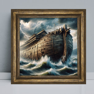Noah's Ark in the Flood Christian Bible Story Art Poster