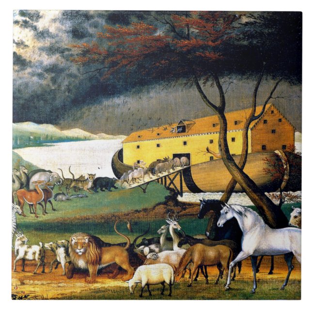 Noah's Ark, painting by Edward Hicks  Ceramic Tile (Front)