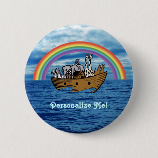 Noah's Ark & Rainbow 6 Cm Round Badge