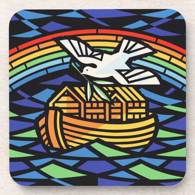Noah's Ark, Rainbow, Dove  Coaster (Front)