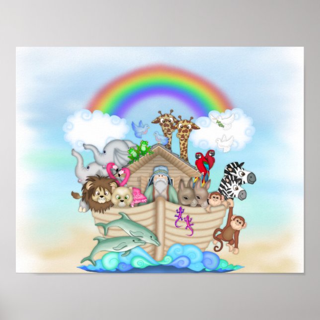 NOAHS ARK Rainbow NURSERY DECORATION MURAL (Front)