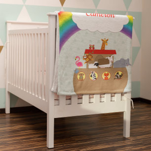 Noah's Ark Rainbow Personalised Fleece Blanket