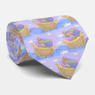 Noah's Ark Religious Novelty Purple Pattern Tie