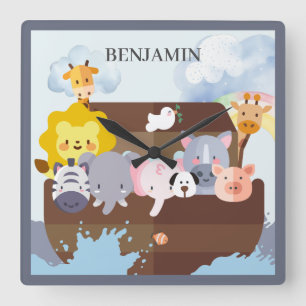 Noah's Ark Square Wall Clock