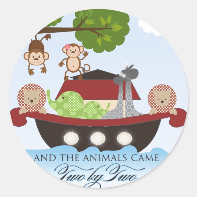 Noah's Ark Stickers-Animals Came Two by Two Classic Round Sticker (Front)