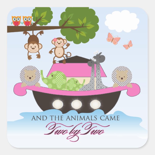 Noahs Ark Stickers for Girls Square (Front)
