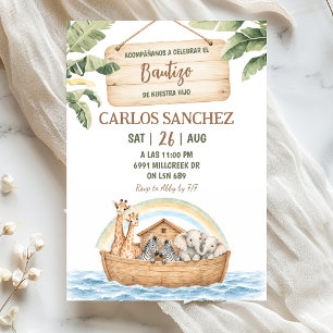 Noah's Ark Theme Spanish Bautizo Invitation
