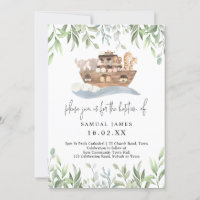 Noah's Ark Watercolor Animals Greenery Baptism
