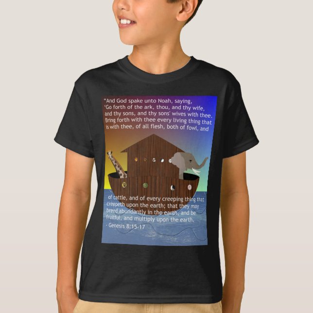 Noah's Ark (with scripture) Kids' T-Shirt (Front)