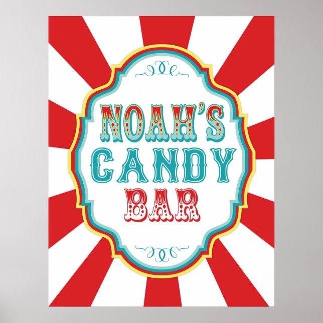 Noah's Candy Bar Birthday Carnival Sign (Front)