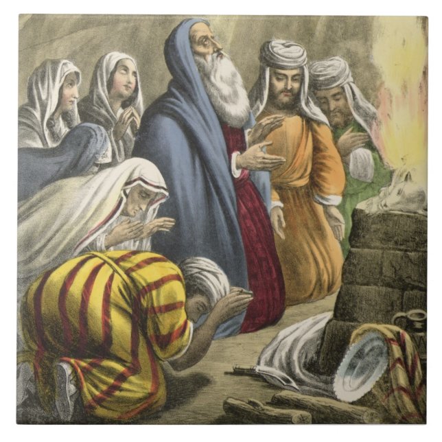 Noah's Sacrifice on Leaving the Ark, from a bible Tile (Front)