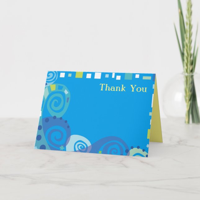 NOAH'S WAVES Bar Bat Mitzvah Thank You Card (Front)