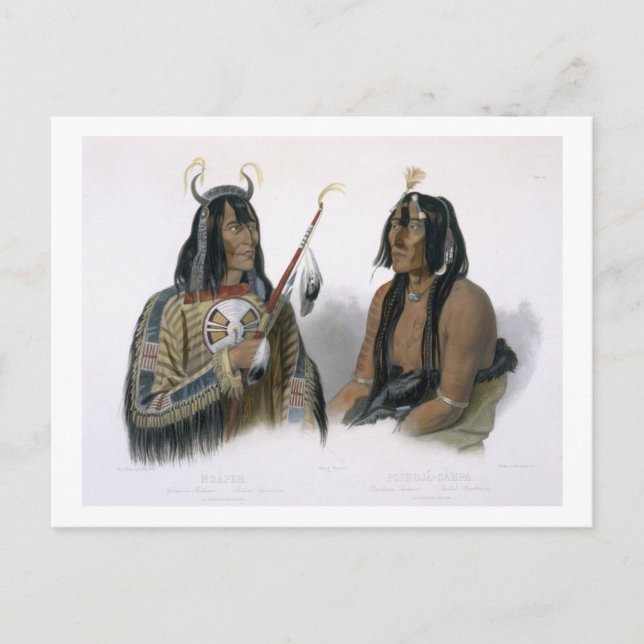Noapeh, an Assiniboin Indian and Psihdja-Sahpa, a Postcard (Front)