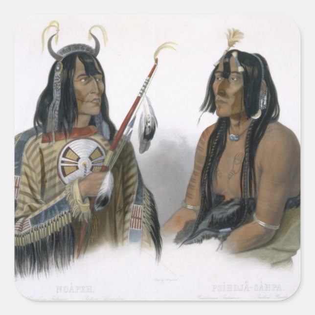 Noapeh, an Assiniboin Indian and Psihdja-Sahpa, a Square Sticker (Front)