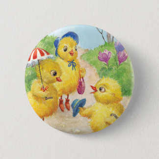 Noastalgic easter chicks 6 cm round badge