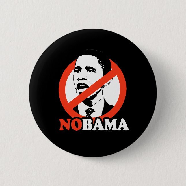 NOBAMA / ANTI-OBAMA T-SHIRT 6 CM ROUND BADGE (Front)