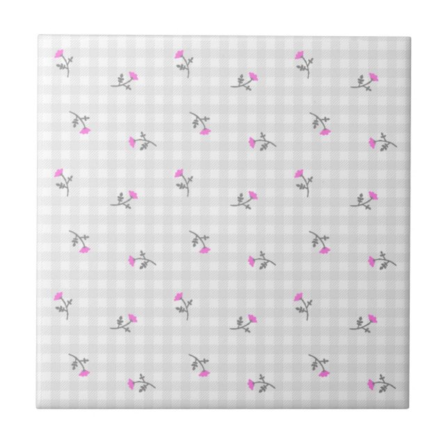 Nobara Check Gray Ceramic Tile (Front)