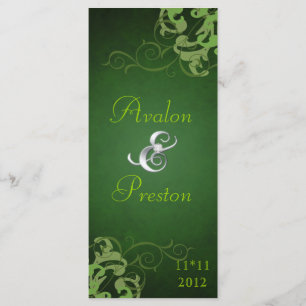 Nobel Lime Scroll Green Wedding Program