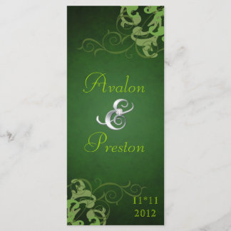 Nobel Lime Scroll Green Wedding Program