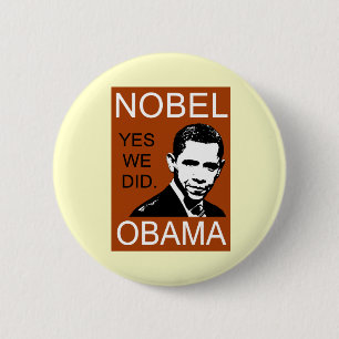 Nobel Peace Prize Obama 6 Cm Round Badge