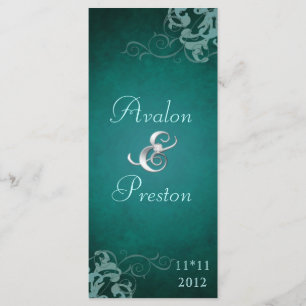 Nobel Teal Scroll Teal Wedding Program