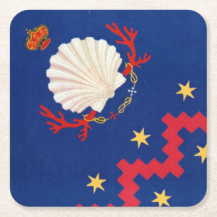 Nobile Contrada del Nicchio (Seashell) Palio Square Paper Coaster