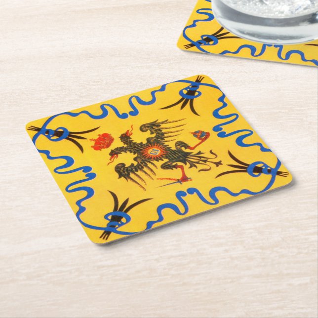 Nobile Contrada dell'Aquila Palio di Siena (Eagle) Square Paper Coaster (Angled)