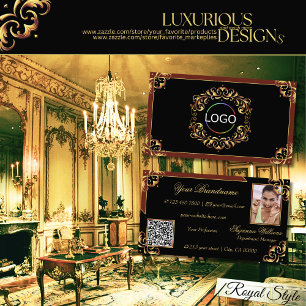 Noble Black Brown Gold Logo Photo and QR Code Business Card