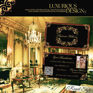 Noble Black Brown Gold with Photo and QR Code Business Card