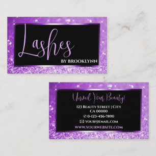 Noble Black Luxury Purple Ombre Sparkling Glitter Business Card
