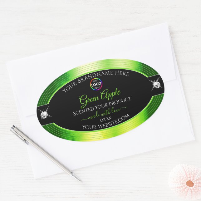 Noble Black Marbled Green with Logo Product Label (Envelope)