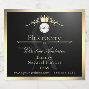 Noble Black Product Label Gold Frame Logo Monogram