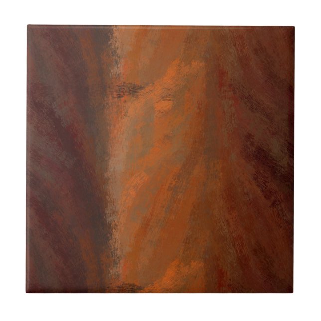 Noble brown / dark orange painted design ceramic tile (Front)