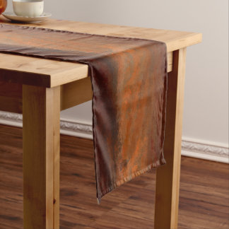 Noble brown / dark orange painted design short table runner
